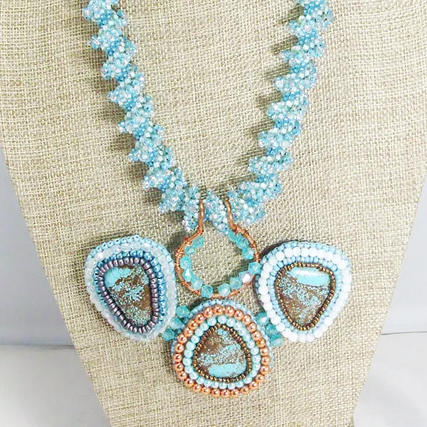 Jackalyn Beaded Turquoise Cabochon Pendant Necklace