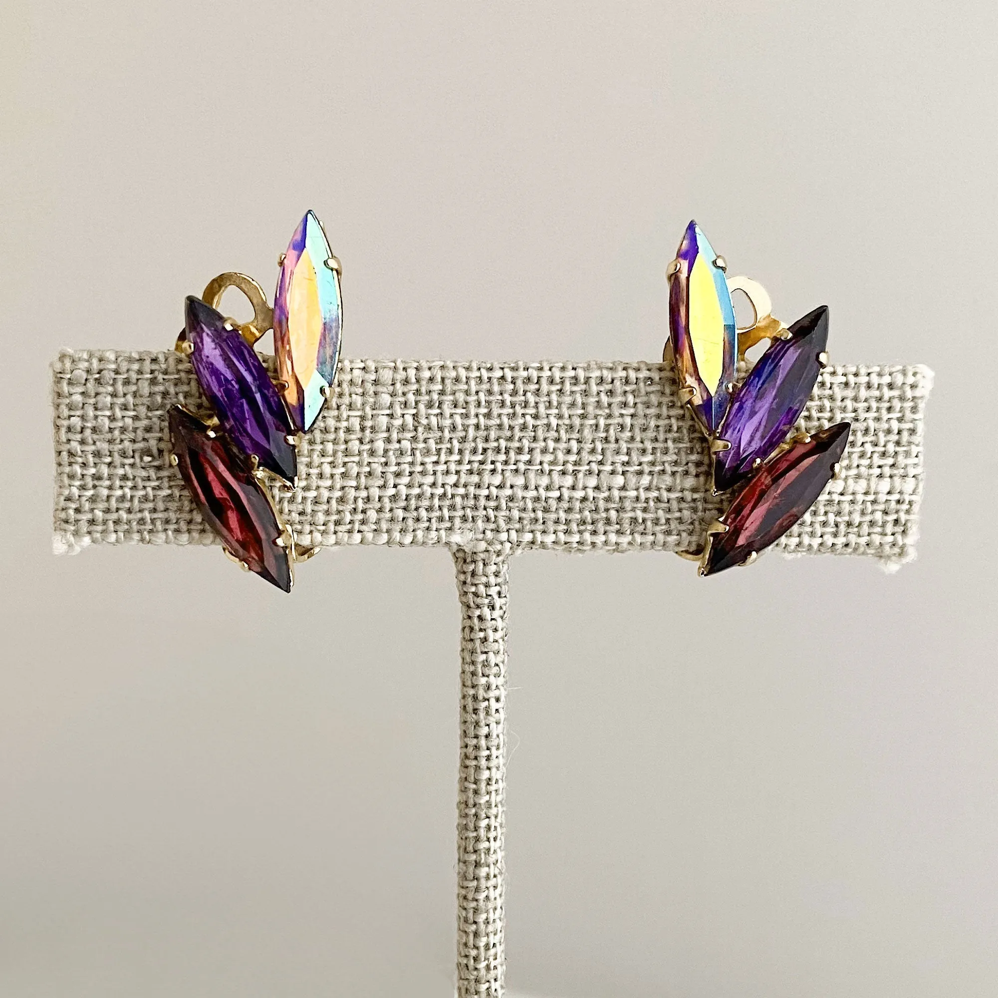 JAYLENE navette crystal clip earrings