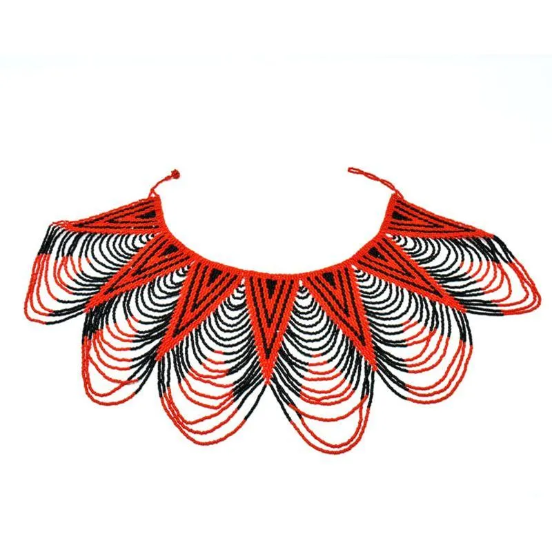 Kipepeo Long Beaded Bib Necklace 01