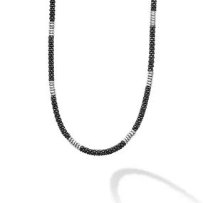 LAGOS Black Caviar Silver Station Ceramic Beaded Necklace