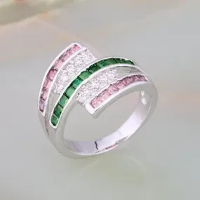 Laila Pink Sapphire Green Emerald Ring