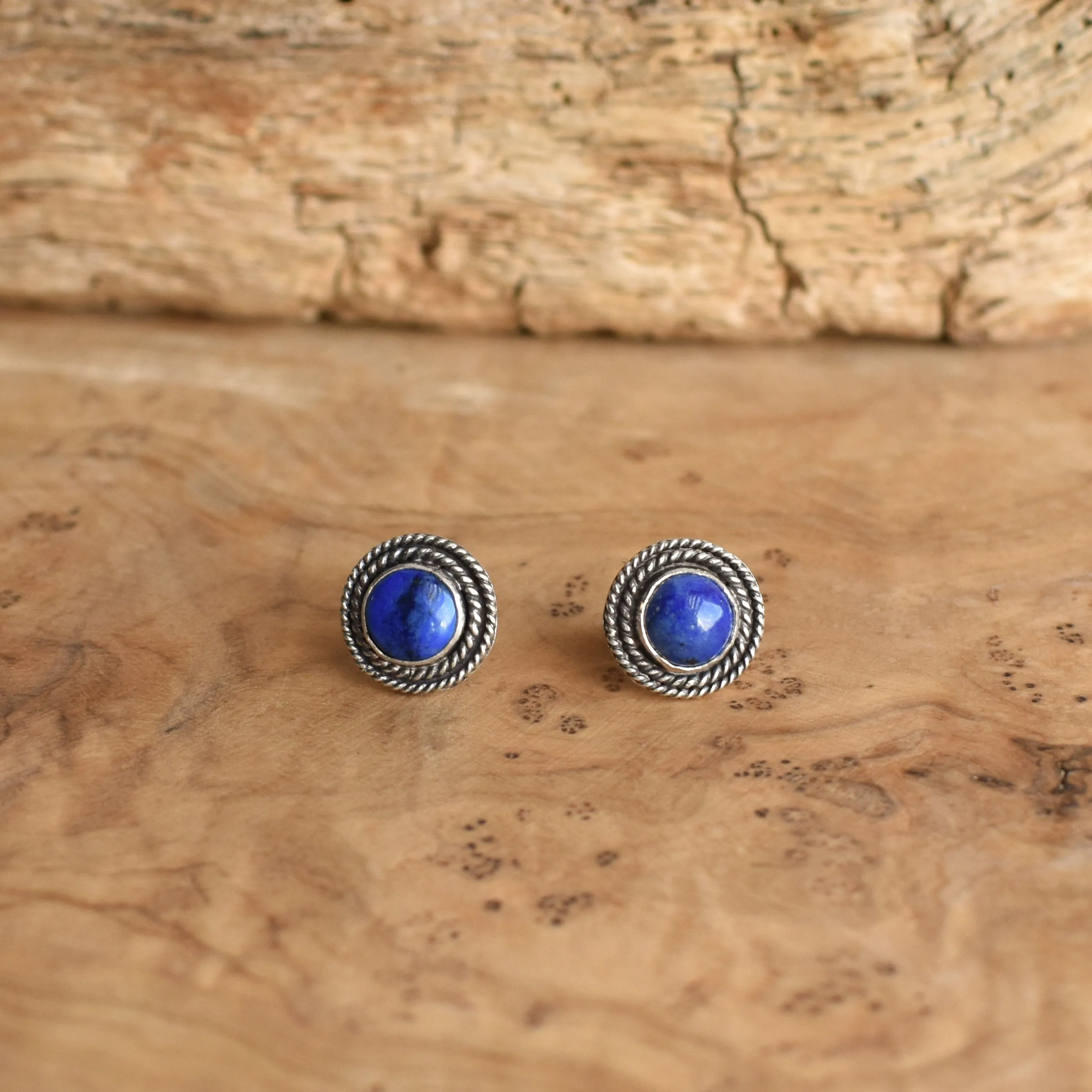 Lapis Posts - Western Posts - Lapis Lazuli Earrings - Sterling Silver Lapis Studs - Silversmith