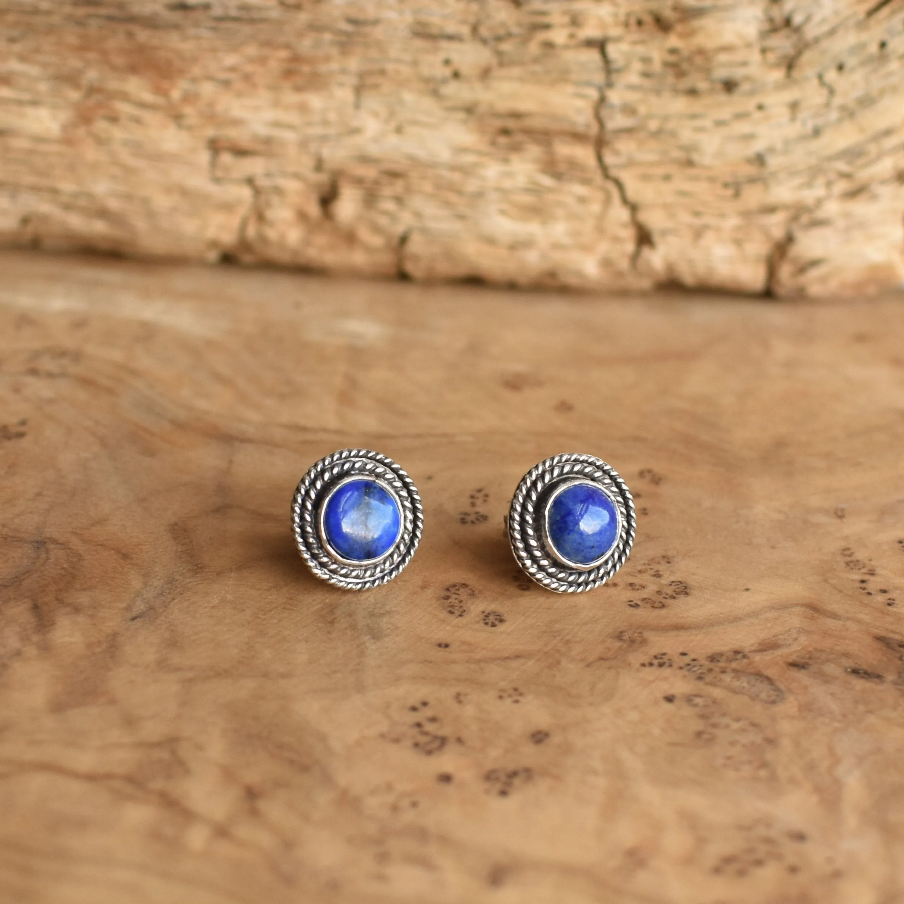 Lapis Posts - Western Posts - Lapis Lazuli Earrings - Sterling Silver Lapis Studs - Silversmith