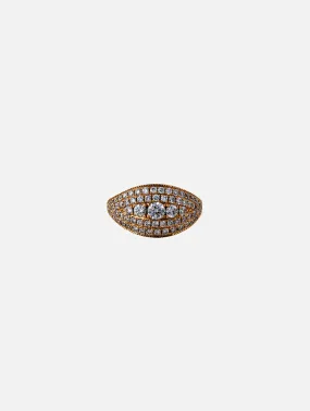 Large Diamond Center Pave Football Ring