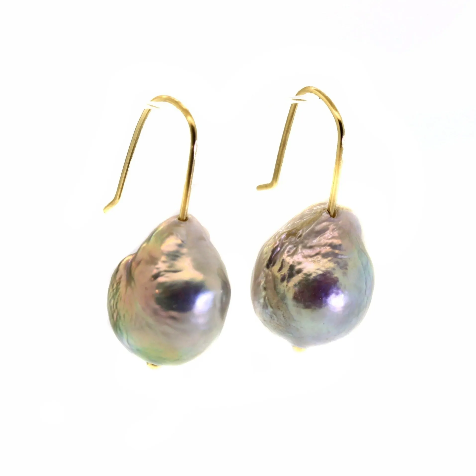 Large Irregular Grey Pearl Earrings