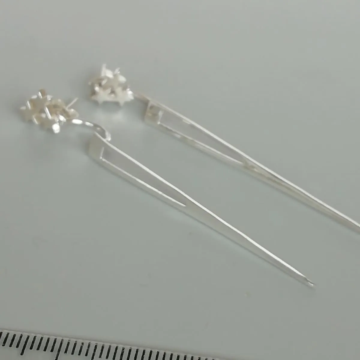 Long spike earrings | Sterling silver ear jacket | Ear danglers | Celestial jewelry | Star earrings | Silver gift earrings | E882