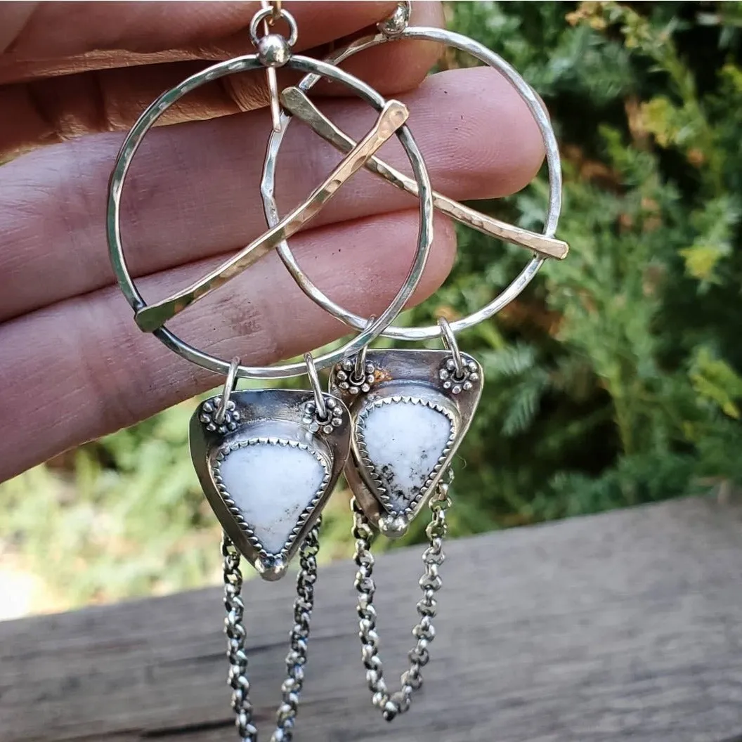 Long White Buffalo Dangle Earrings