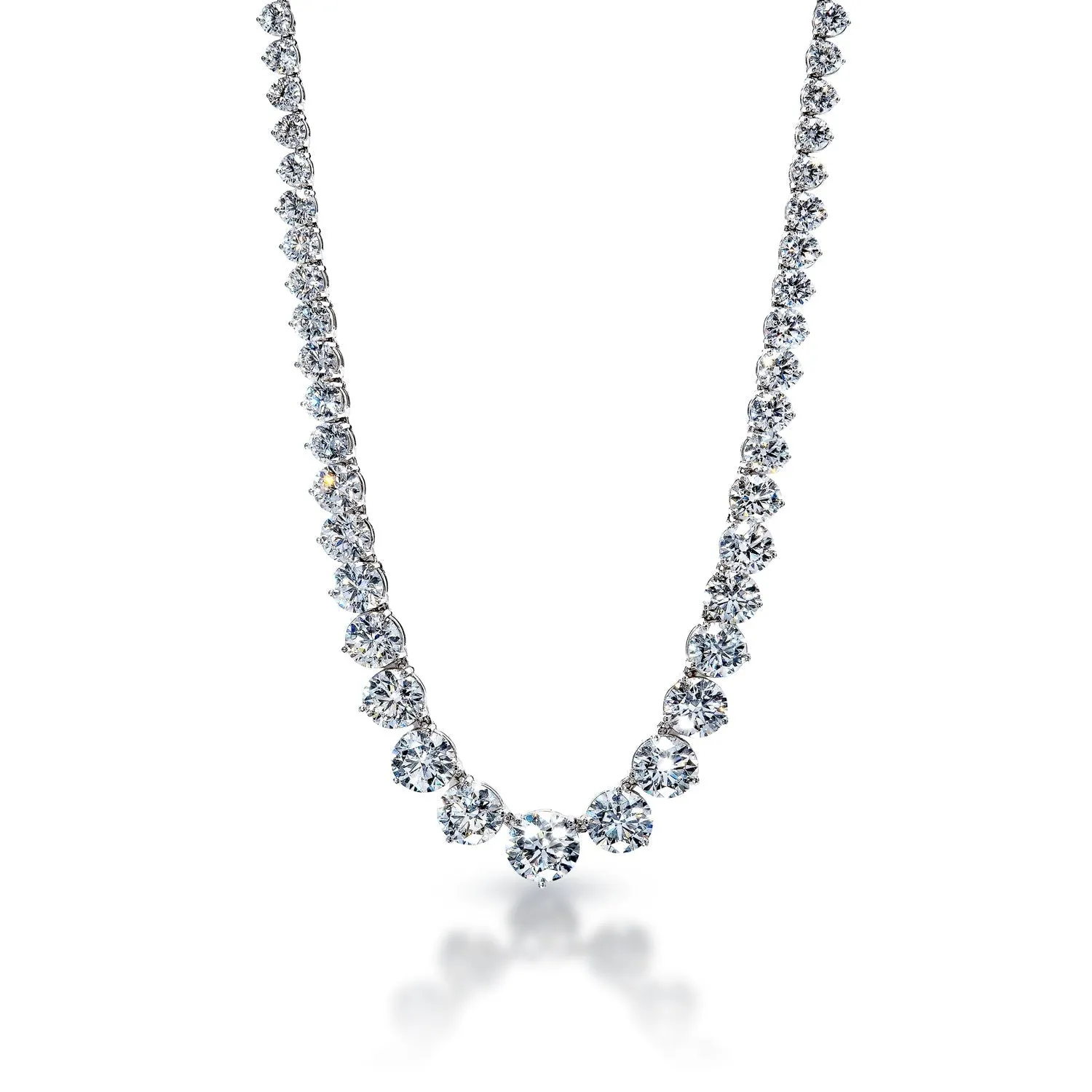 Lotty 85 Carats Round Brilliant Lab-Grown Diamond Riviera Graduated Necklace in 14k White Gold By Mike Nekta