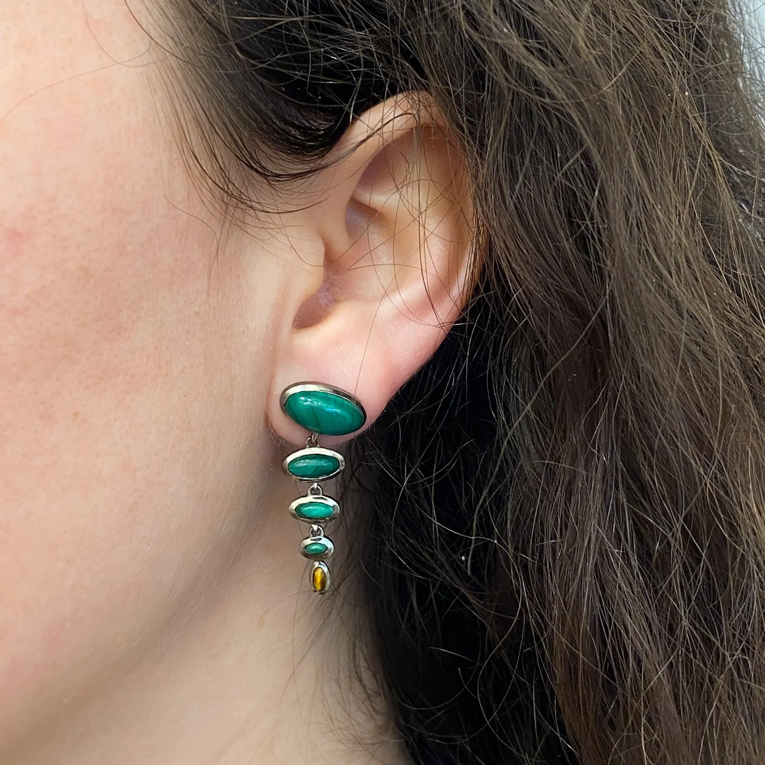 Malachite & Tiger's Eye Totem Earrings