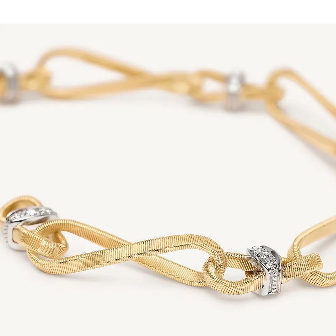 Marco Bicego Marrakech Onde 18K Yellow Gold Twisted Coil Link Bracelet With Diamonds