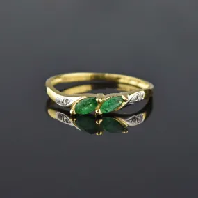 Marquis Natural Emerald Diamond 14K Gold Ring