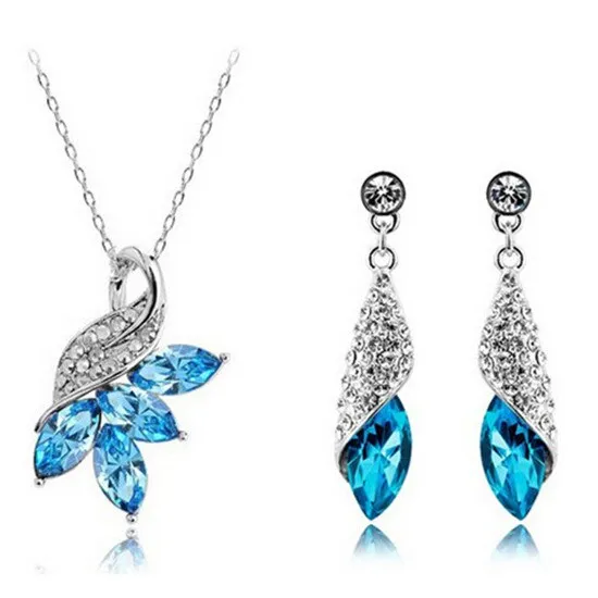 Marquise Cut Crystal Necklace & Earrings Fashion Jewelry Set