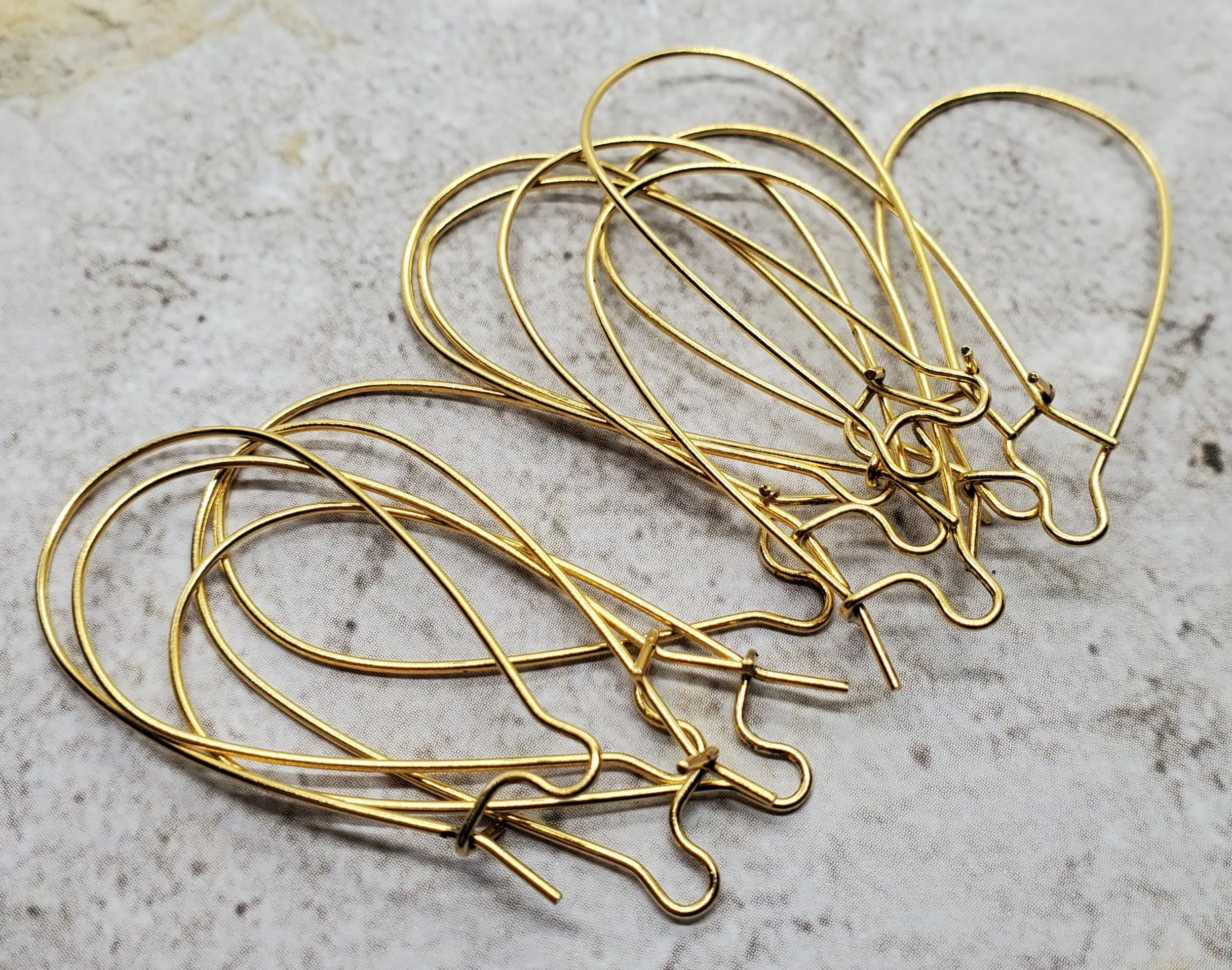 Matte Gold Ox Kidney Ear Wires (12) - GOBF13