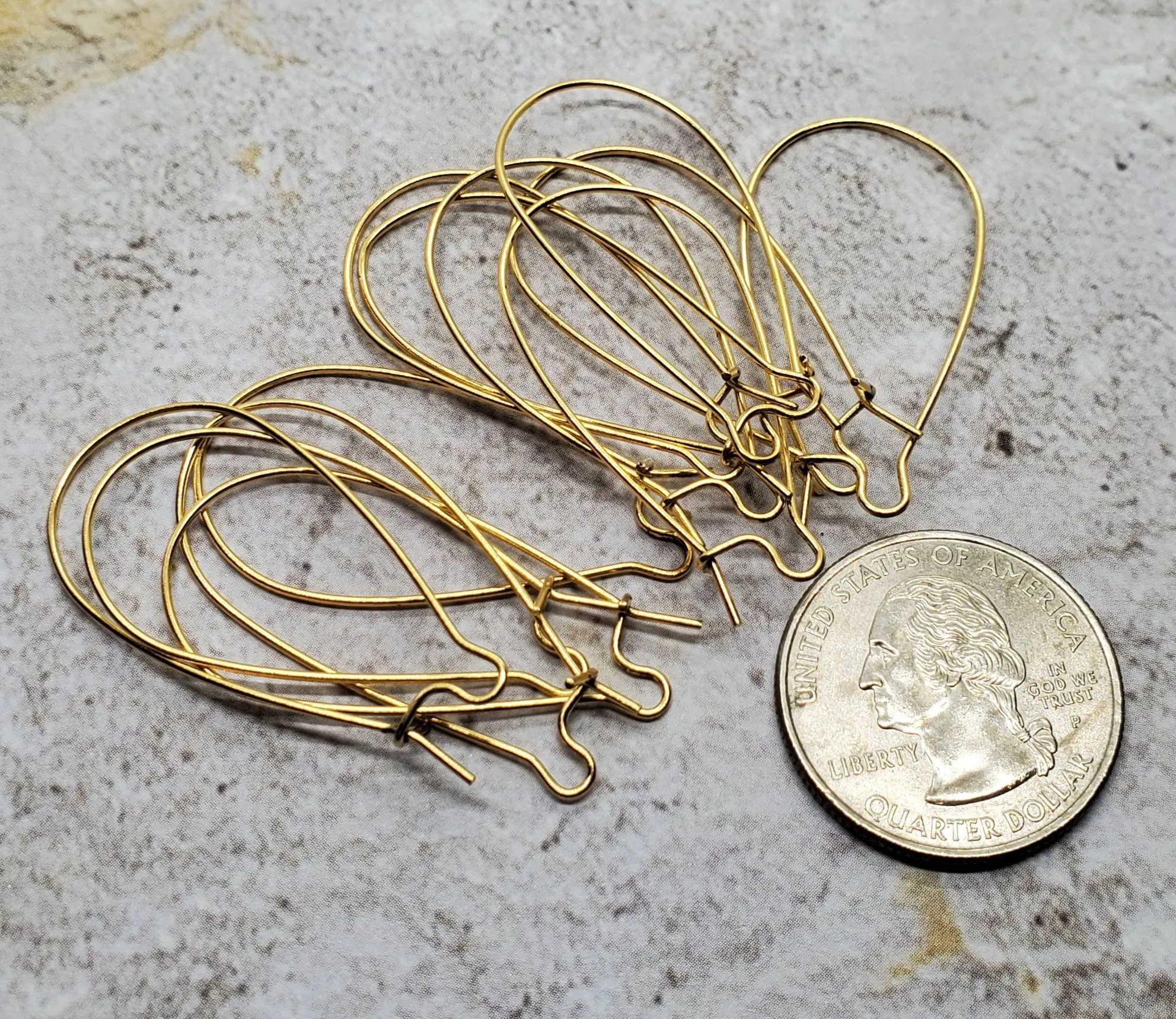 Matte Gold Ox Kidney Ear Wires (12) - GOBF13