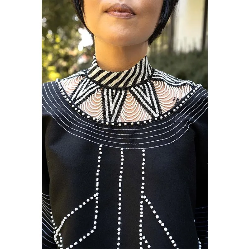 Mawe Long Beaded Bib Necklace 04