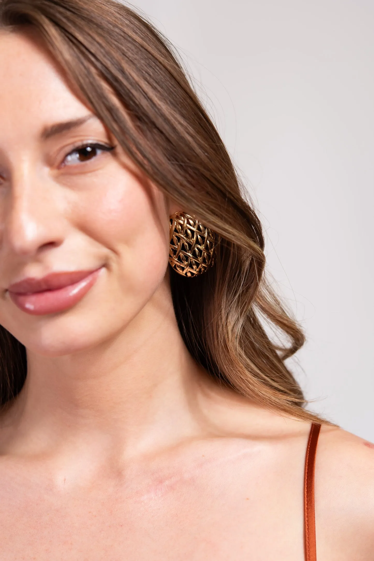 Mila Open Cut Woven Dome Clip-On Earrings