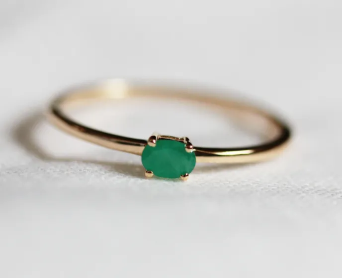 Mini Gem Stacking Ring ? Emerald