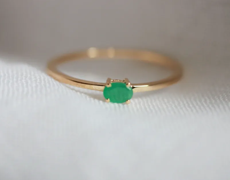 Mini Gem Stacking Ring ? Emerald