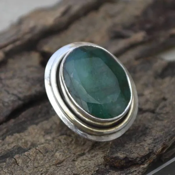 Natural Emerald Gemstone May Birthstone Ring, Emerald Jewelry, Nickel Free