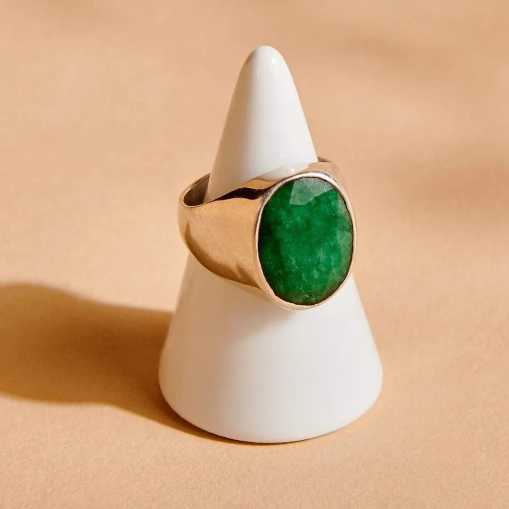 Natural Raw Green Emerald 925 Sterling Silver, Handmade in India, Gift Jewelry, Gemstone Ring