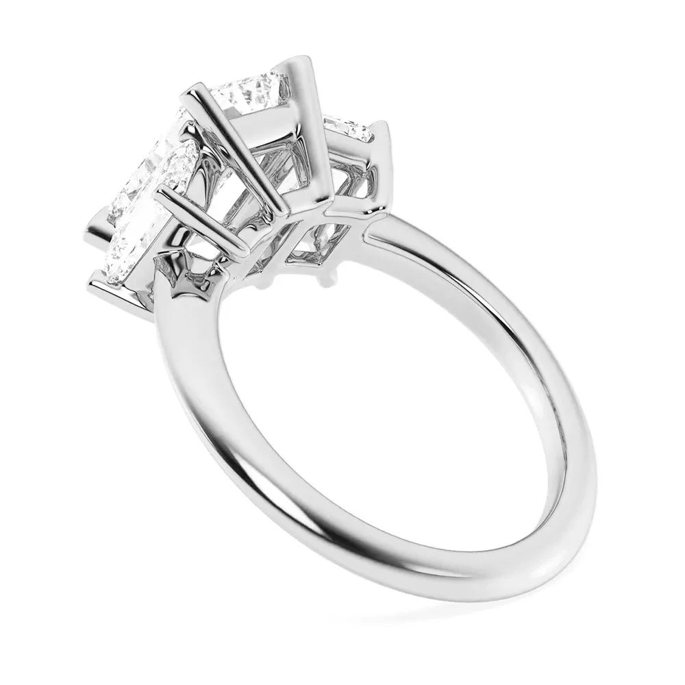 NEW Emerald Cut Three Stone Moissanite Engagement Ring