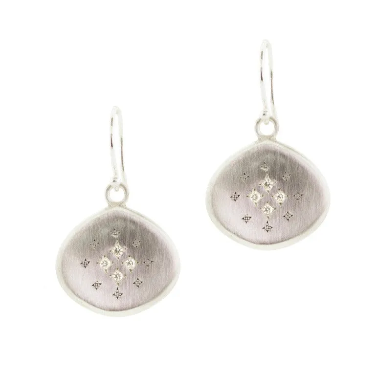 NEW! Four Star Silver Lights Earrings with Diamond by Adel Chefridi