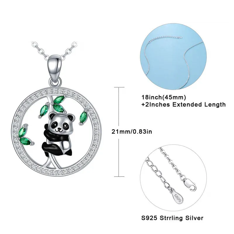 Panda Necklace Sterling Silver Cute Origami Panda Pendant Necklace for Women Wife Mom