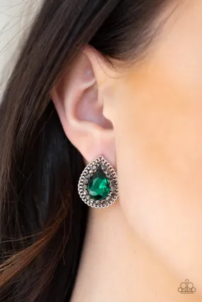 Paparazzi Debutante Debut - Green Post Earrings