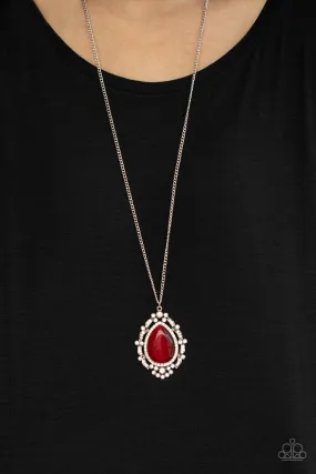 Paparazzi Frozen Gardens - Red Cat's Eye Stone Long Necklace