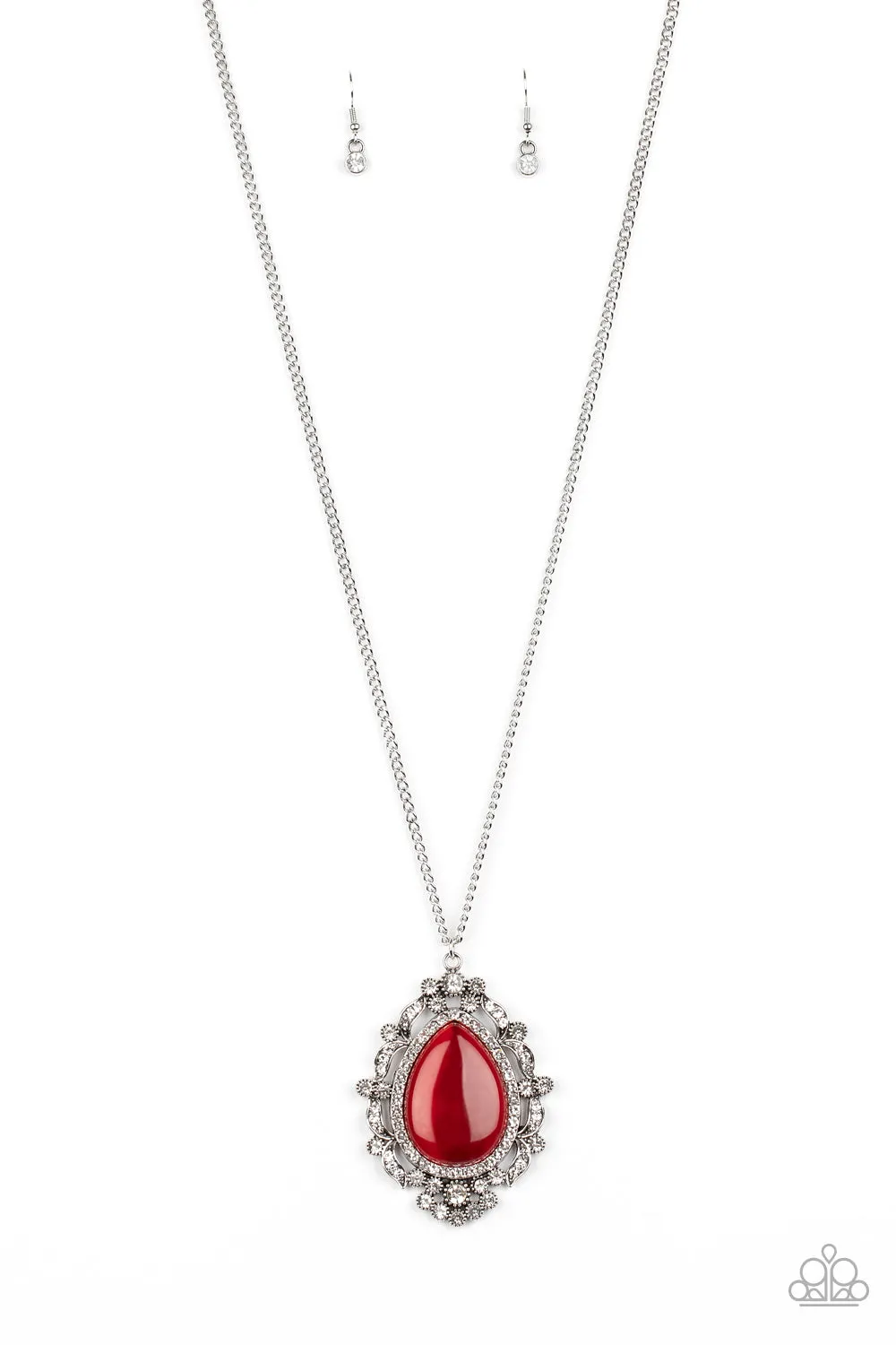 Paparazzi Frozen Gardens - Red Cat's Eye Stone Long Necklace