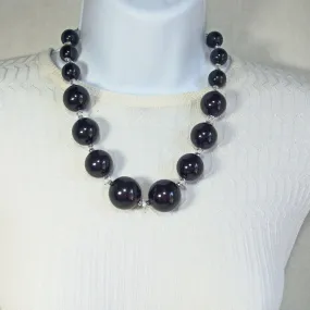 Parisa, Black Wood Graduated Single Strand Necklace