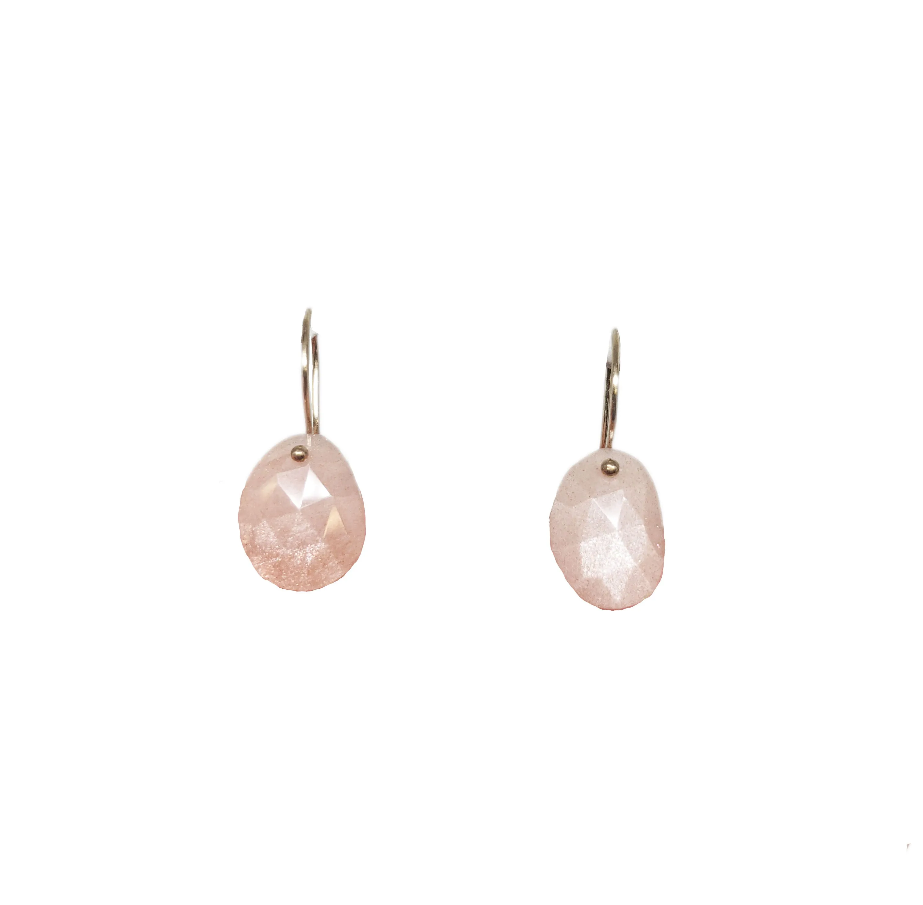 Petite Peach Moonstone Earrings in 14k Gold Fill by Serena Kojimoto