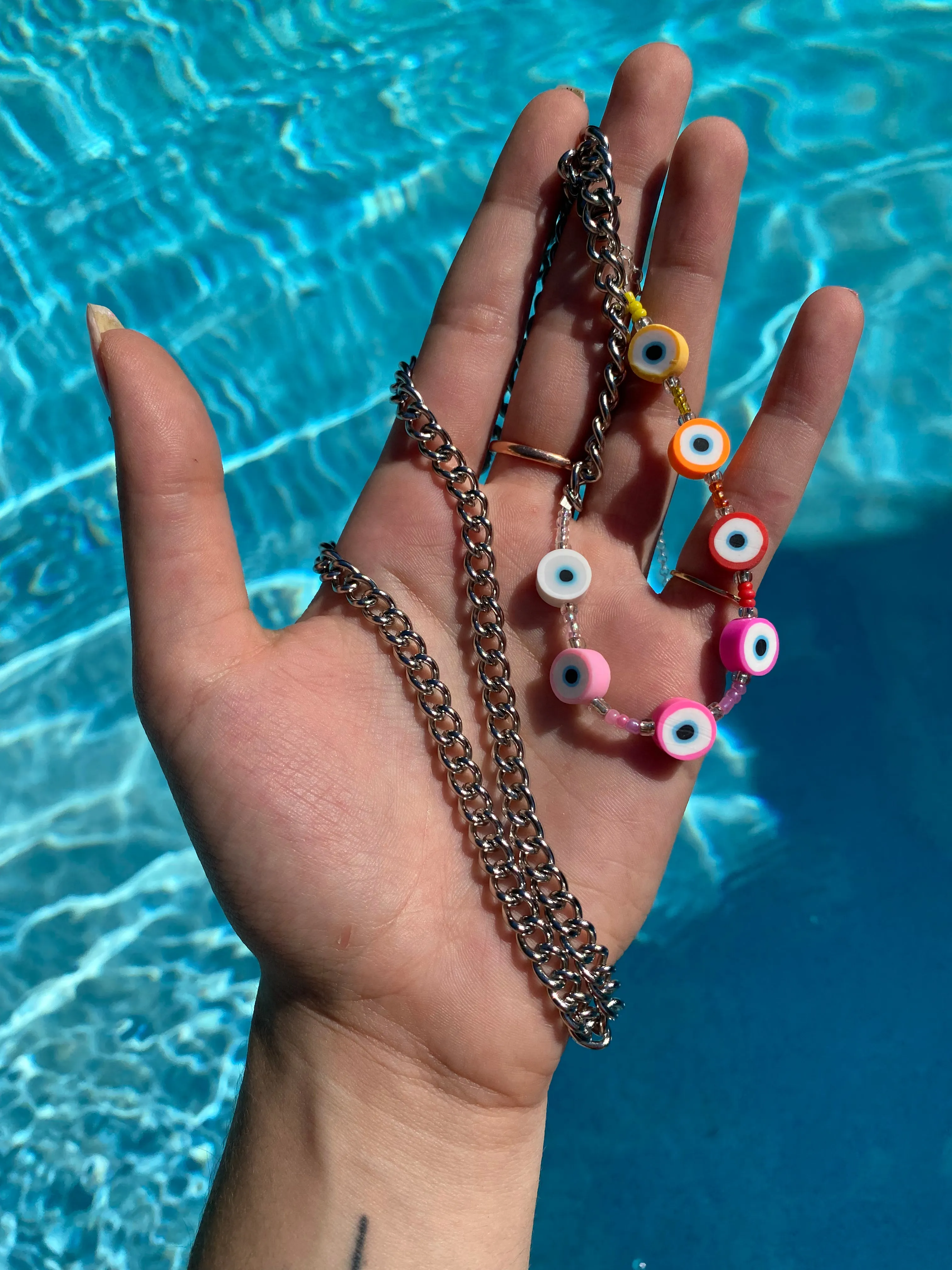 Pink Gradient Evil Eye Belly Chain