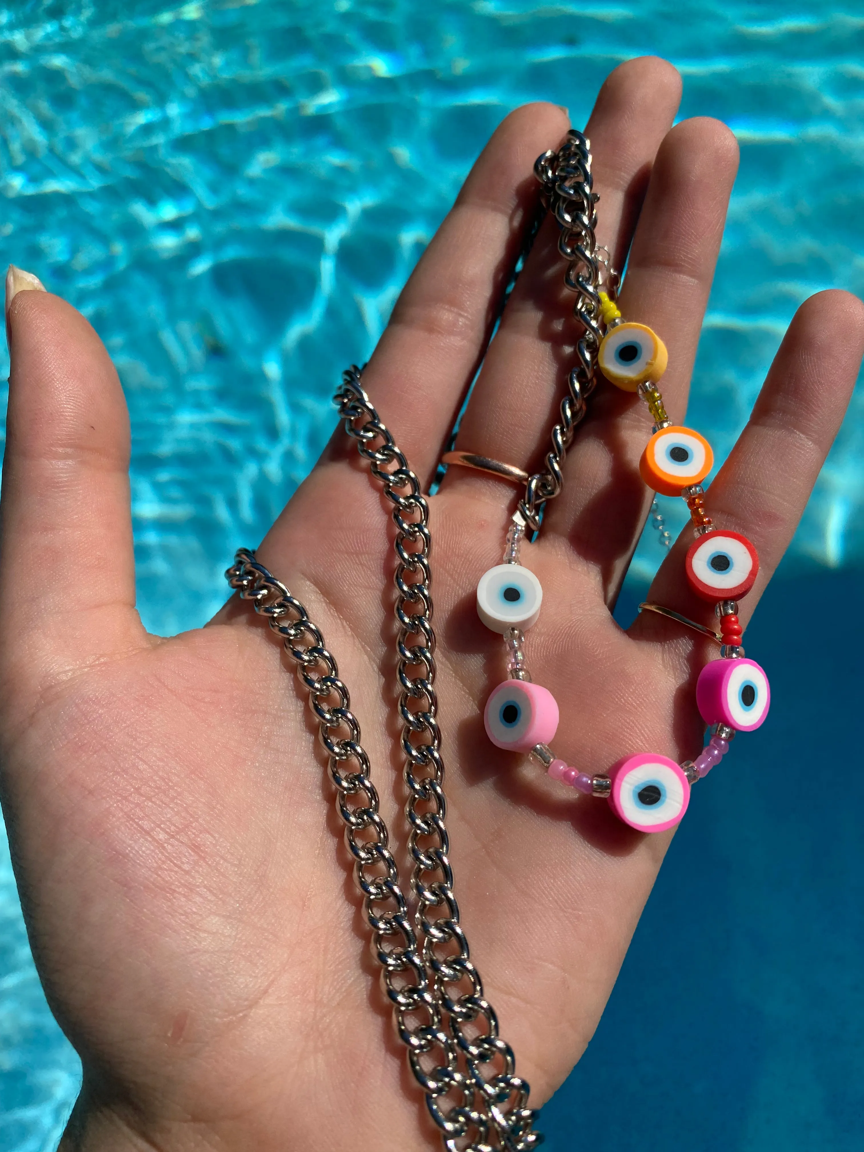 Pink Gradient Evil Eye Belly Chain