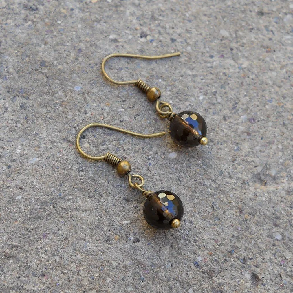 Positivity, Genuine Smoky Quartz Gemstone Earrings