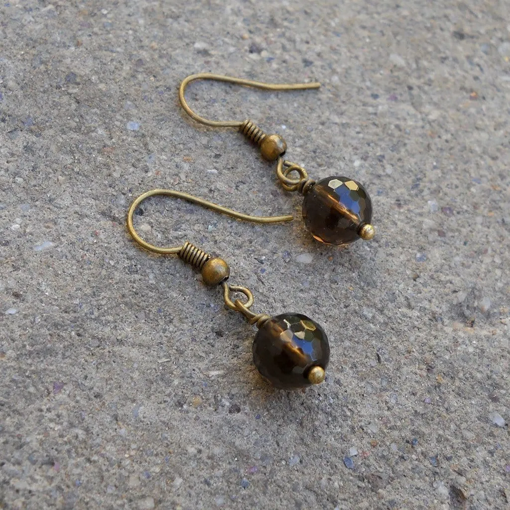 Positivity, Genuine Smoky Quartz Gemstone Earrings