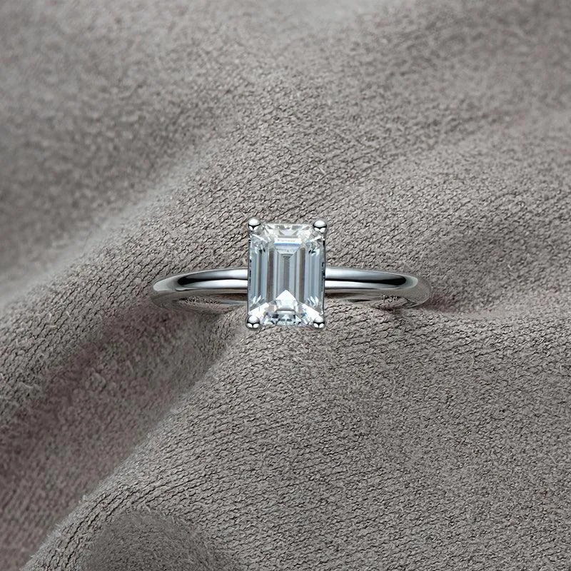 Premium Emerald Cut Moissanite Diamond Ring