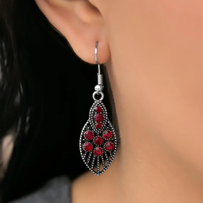 Prima Ballerina Red Rhinestone Earrings