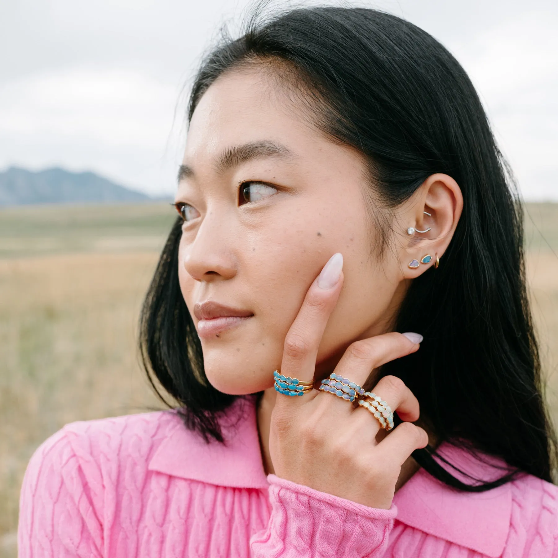 Purple Opal Studs