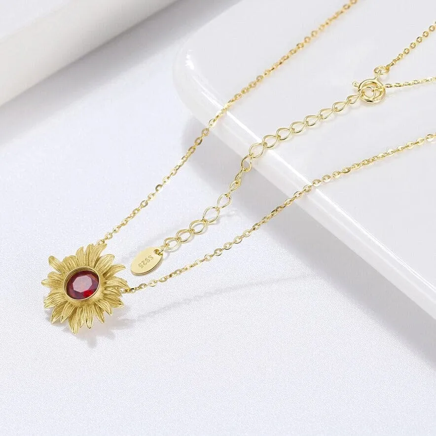 Queen Gorgeous Sunflower Ruby Jewelry Set - 925 Sterling Silver