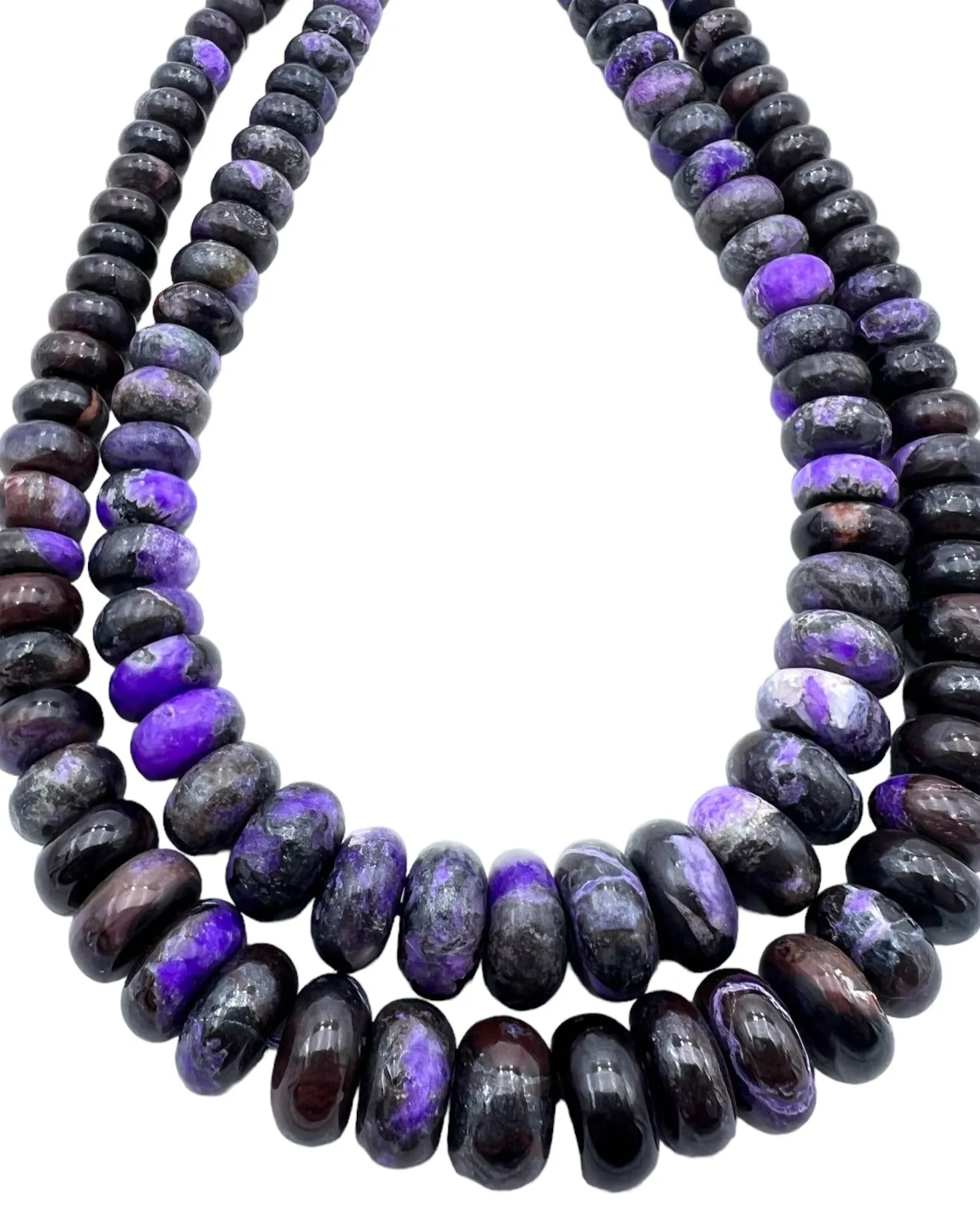 RARE Sugilite (South Africa) BIG 8-14mm Graduated Rondell Bead Strand (18 Inch Strand)