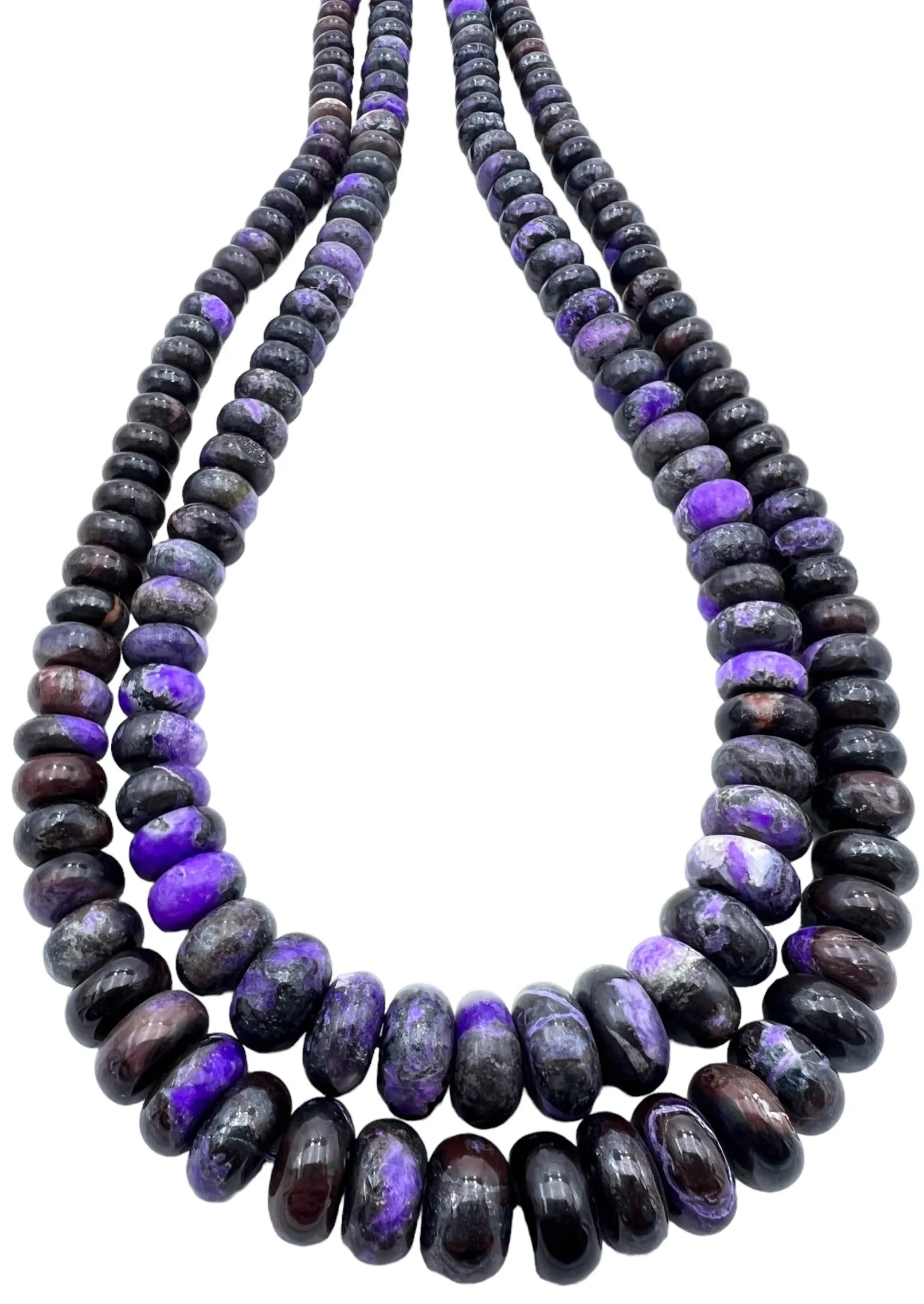 RARE Sugilite (South Africa) BIG 8-14mm Graduated Rondell Bead Strand (18 Inch Strand)