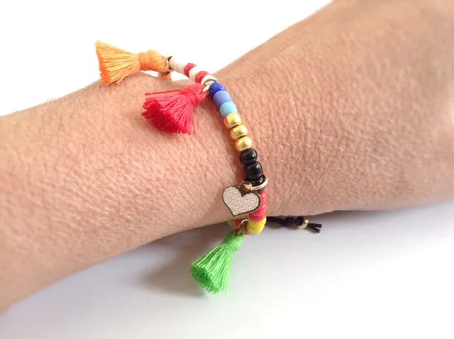 Rasta Bracelet - Bohemian Jewelry Tassel Bracelet