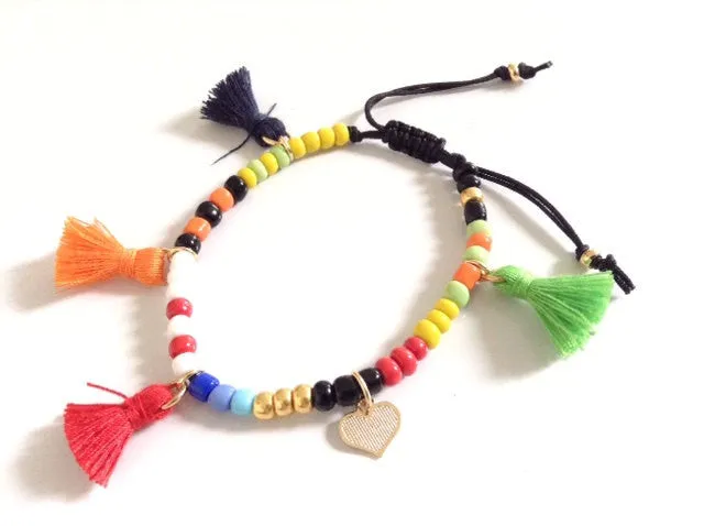 Rasta Bracelet - Bohemian Jewelry Tassel Bracelet