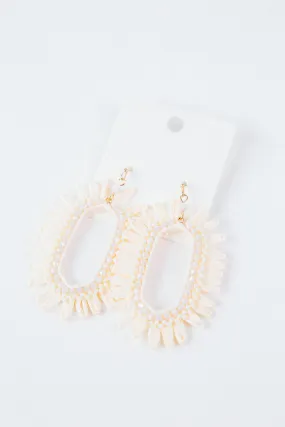 Remarkable Raffia Beaded Earring, Ivory