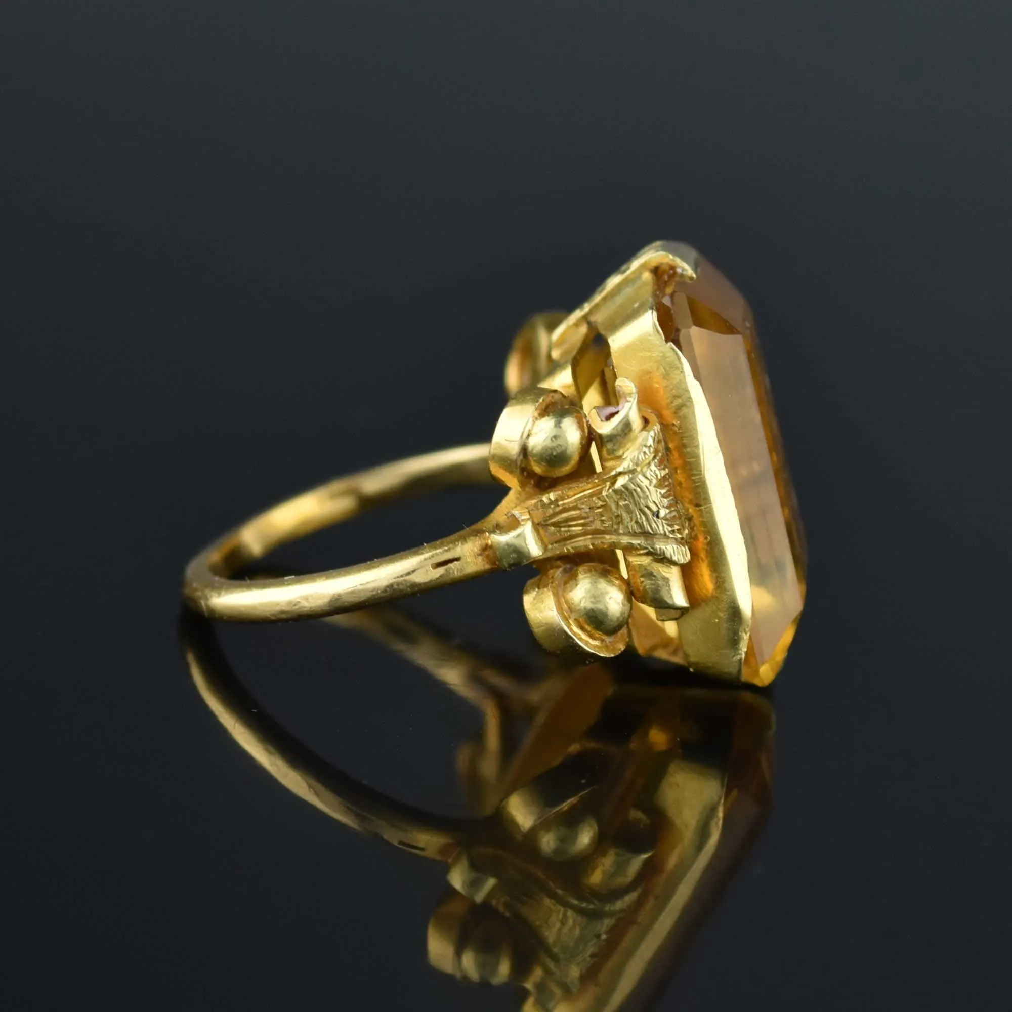 Retro 11 CTW Emerald Cut Citrine Ring in 14K Gold