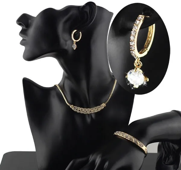 Rhinestone Twist Necklace, Bracelet & Earrings Fashion Jewelry Set