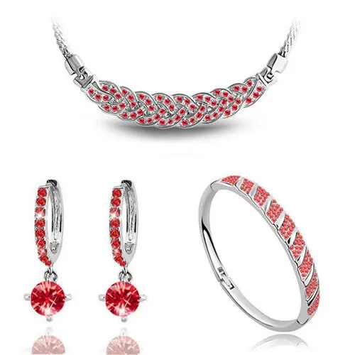 Rhinestone Twist Necklace, Bracelet & Earrings Fashion Jewelry Set