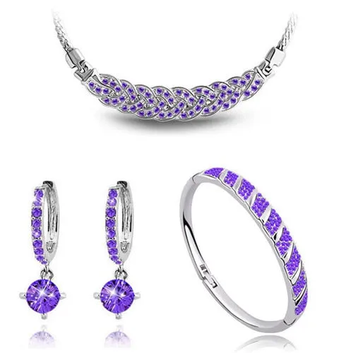 Rhinestone Twist Necklace, Bracelet & Earrings Fashion Jewelry Set