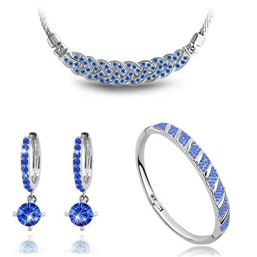 Rhinestone Twist Necklace, Bracelet & Earrings Fashion Jewelry Set